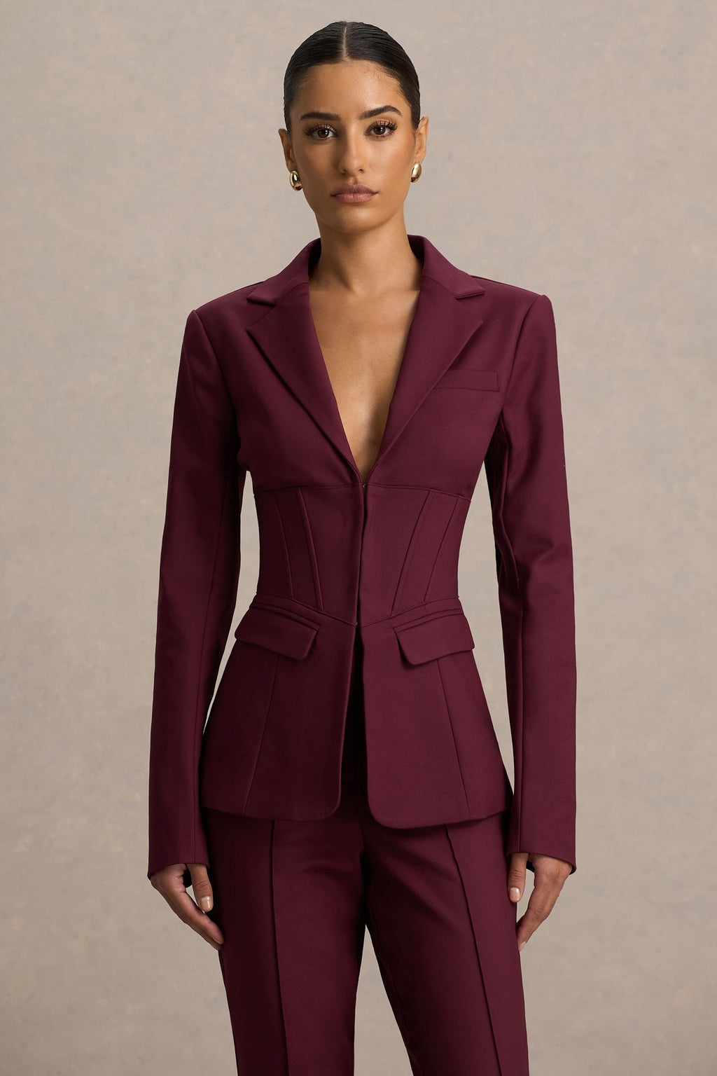 Wonder Woman | Burgundy High Waist Tailored Trousers With Hem Split