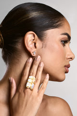 Shore | Gold Adjustable Ring With Iridescent Shell