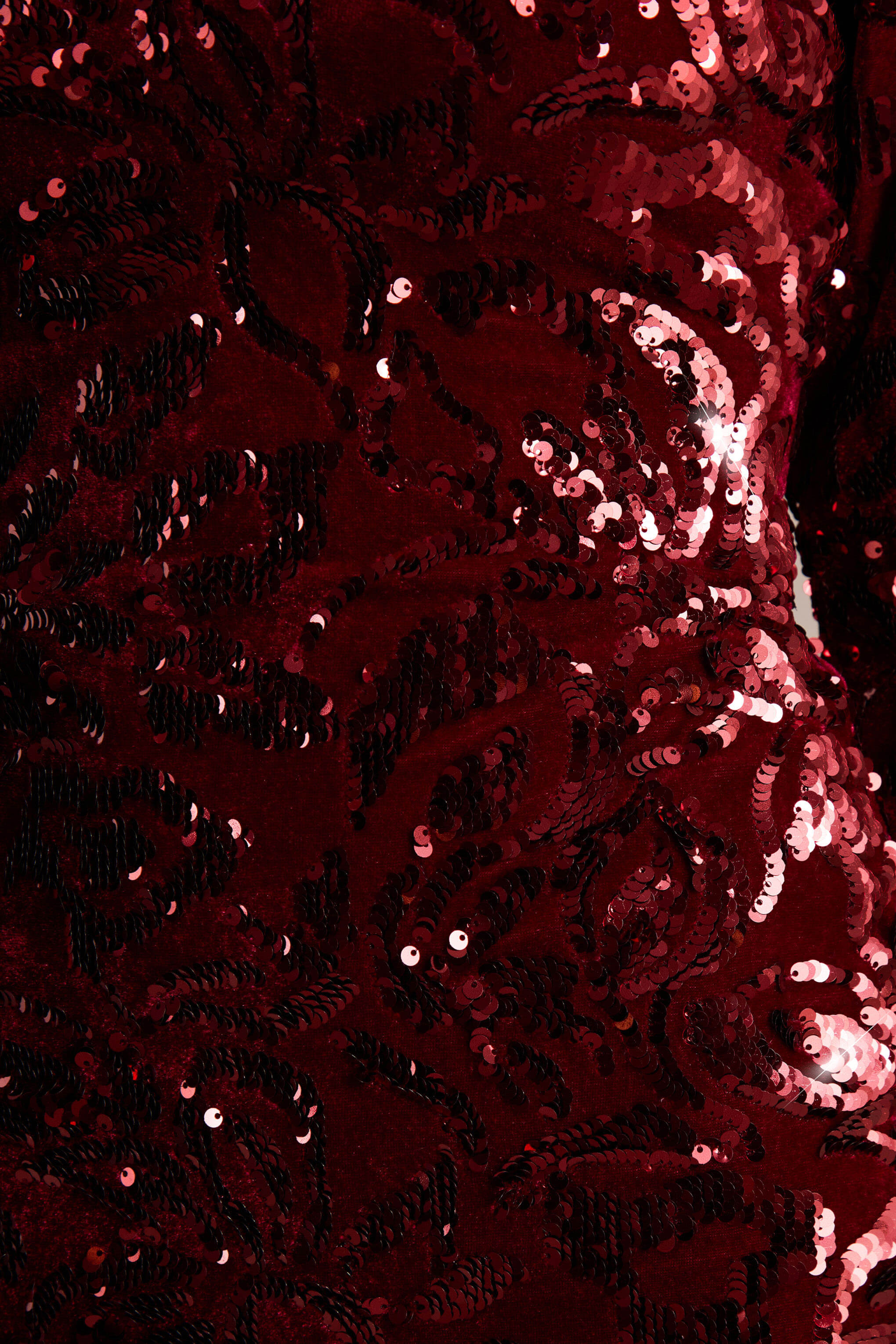 Ritz | Burgundy Sequin Plunge-Neck Mini Dress With Long Sleeves